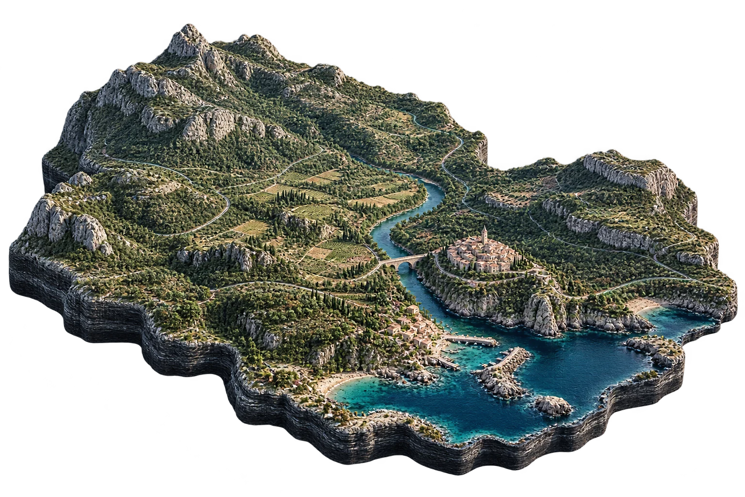 Création visuelle : un territoire méditerranéen en relief, entre ville, nature et littoral